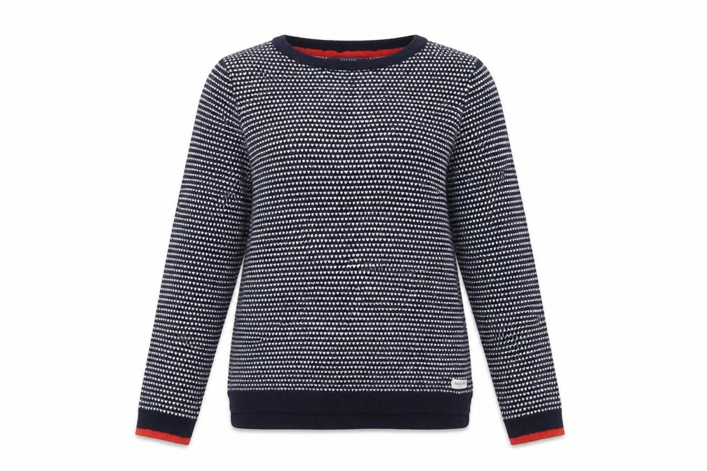 Joules Women Navy White Knit Pullover Jumper UK 10 Polyester Crew Neck