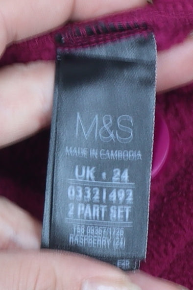 Marks and Spencer Womens Red Fleece Zip Jacket Size 24