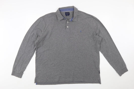 Joules Men's Grey Long Sleeve Cotton Polo Shirt XL