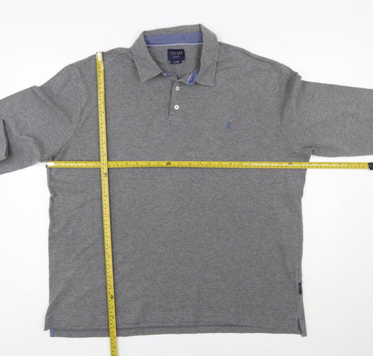 Joules Men's Grey Long Sleeve Cotton Polo Shirt XL