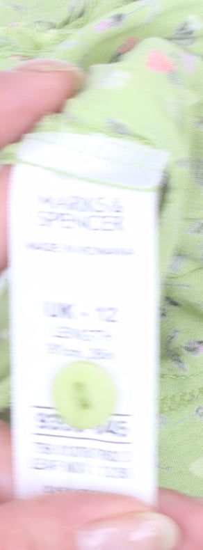 Marks and Spencer Women's Green Floral Shirt Dress Size 12