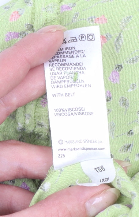 Marks and Spencer Women's Green Floral Shirt Dress Size 12