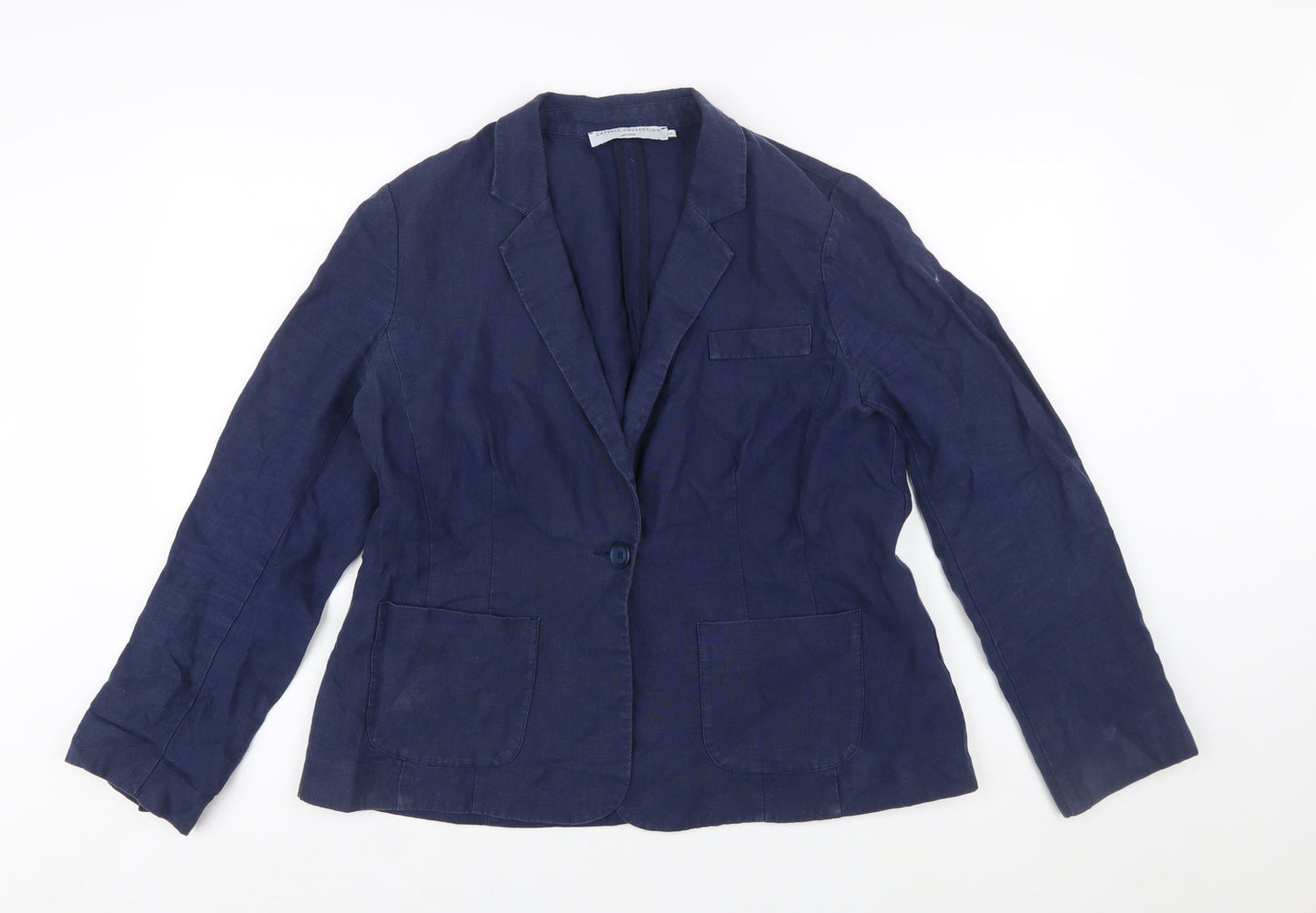 John Lewis Capsule Collection Navy Linen Single-Breasted Blazer Size 14