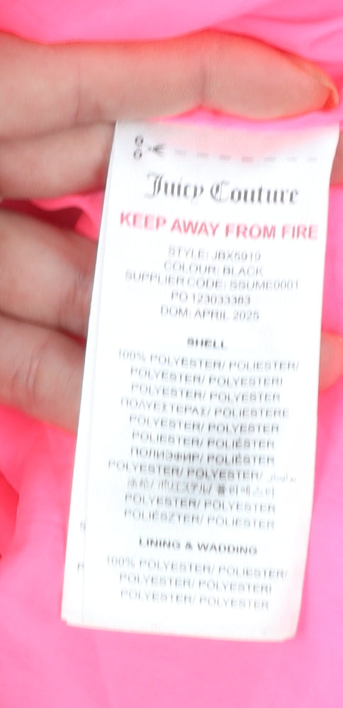 Juicy Couture Girls Black Long Hooded Puffer Coat 12-13 Years Winter