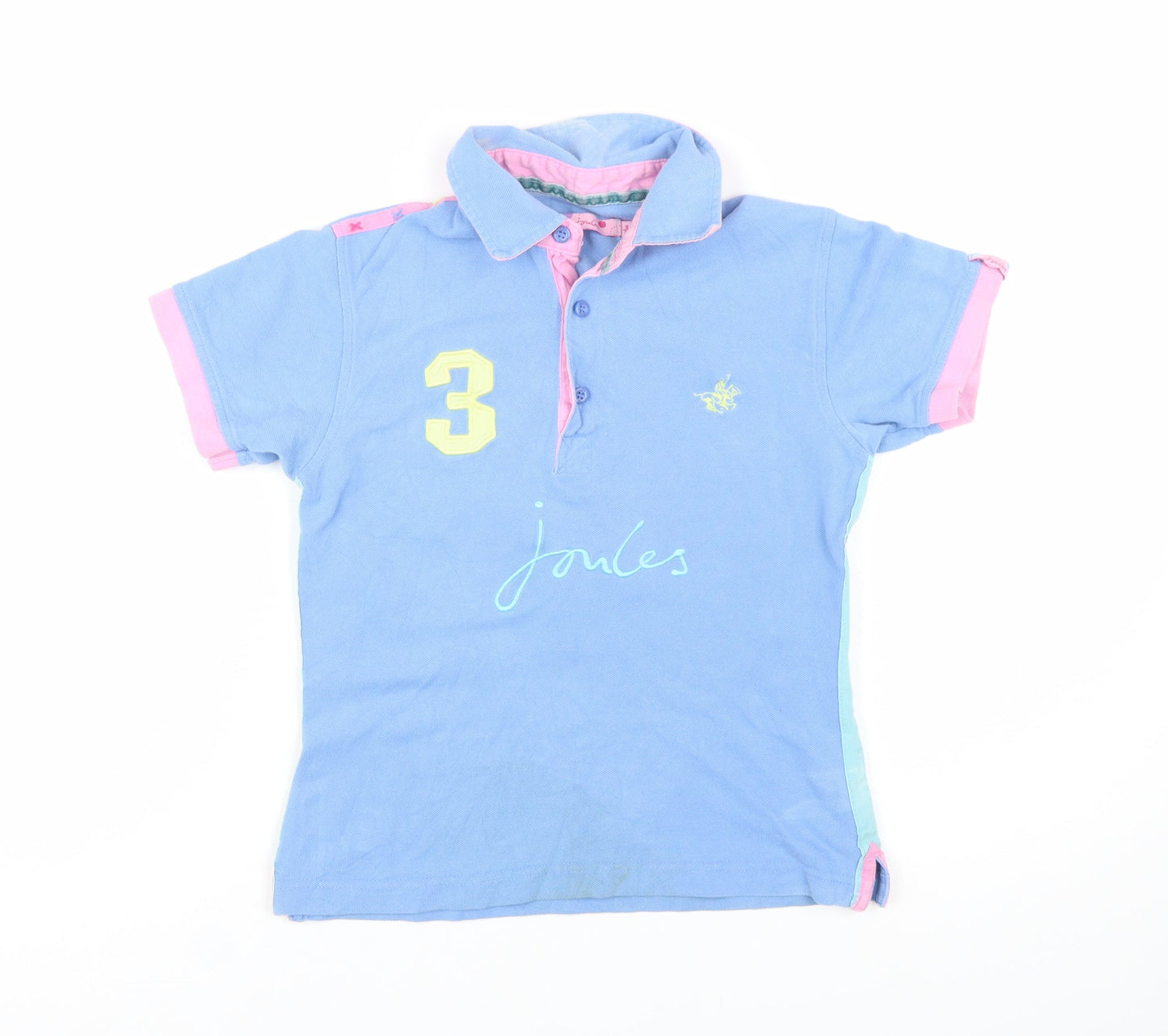 Joules Womens Blue Polo Shirt Size 8 Collared Short Sleeve Cotton