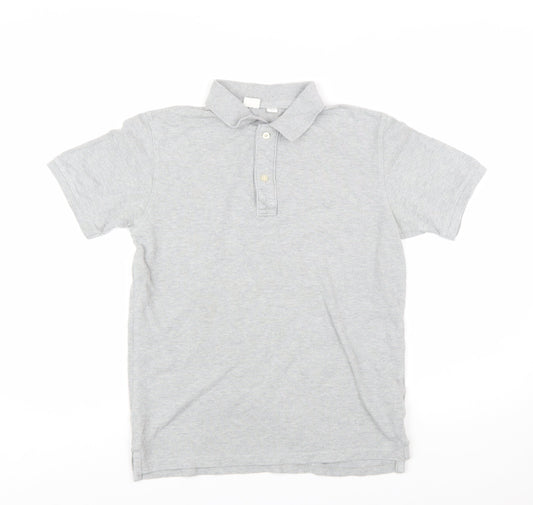 GAP Kids Boys Grey Polo Shirt 13-14 Years Short Sleeve Cotton Blend