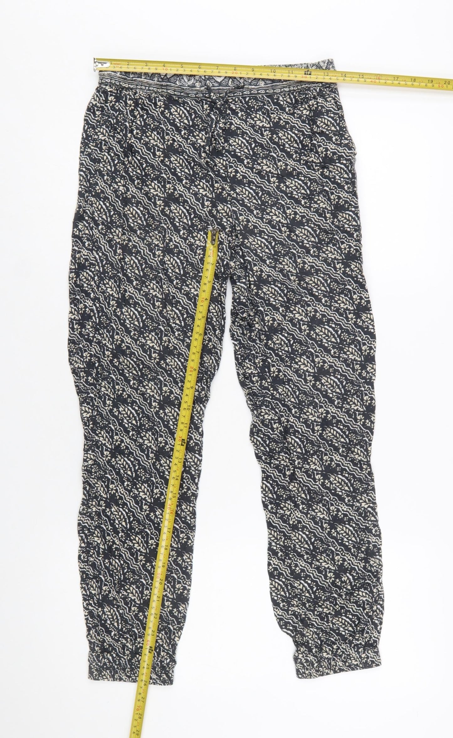 FatFace Women's Black Geometric Print Harem Trousers Size 10