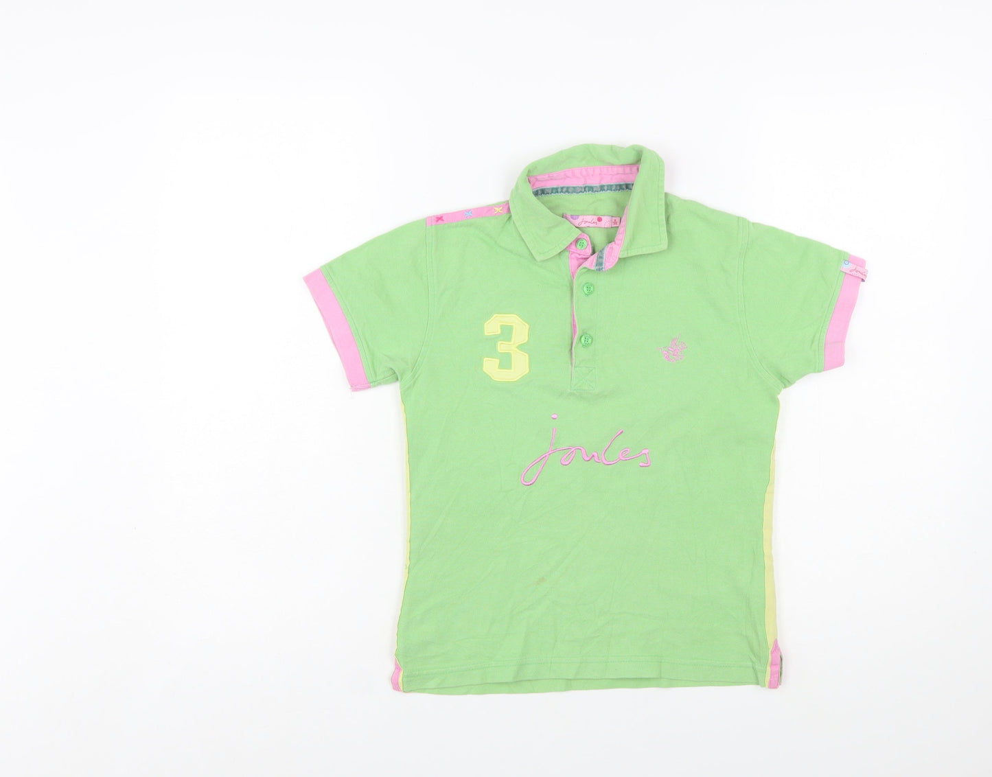 Joules Women’s Green Polo Shirt Size 8 Cotton Short Sleeve Top