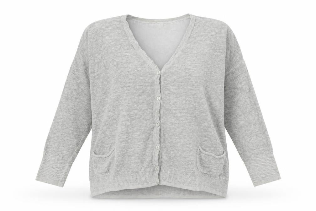 Mint Velvet Women’s Grey Linen V-Neck Button Cardigan Size 10