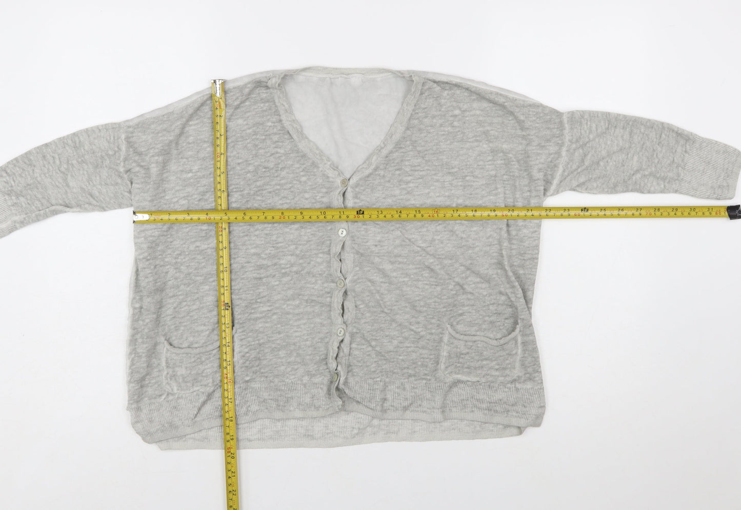 Mint Velvet Women’s Grey Linen V-Neck Button Cardigan Size 10