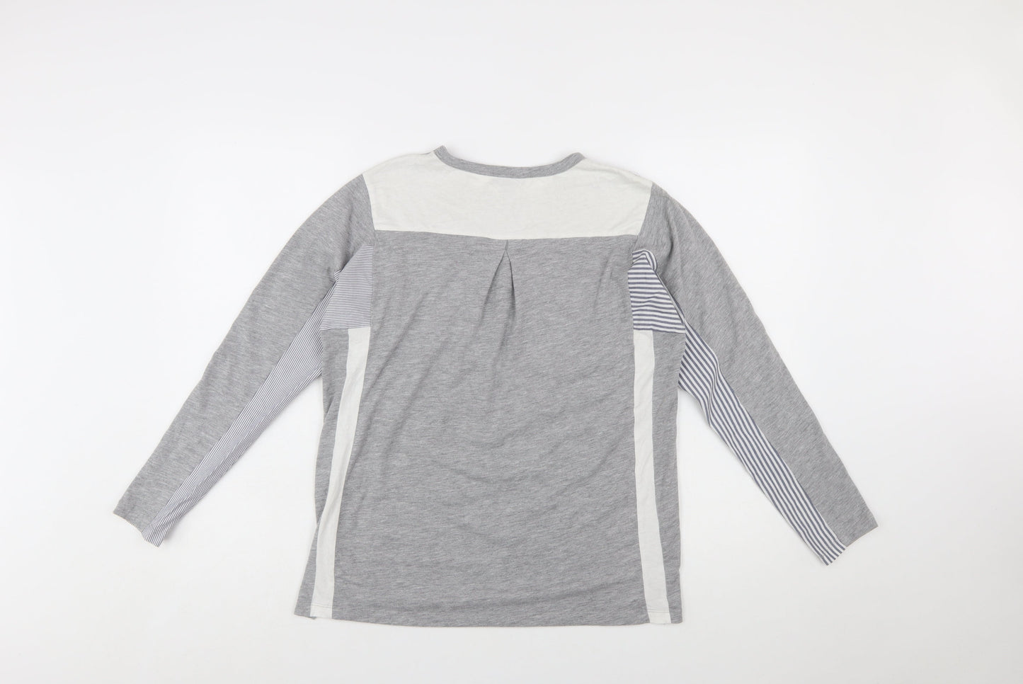 Topshop Women’s Grey Colourblock Long Sleeve Jersey T-Shirt Size 6