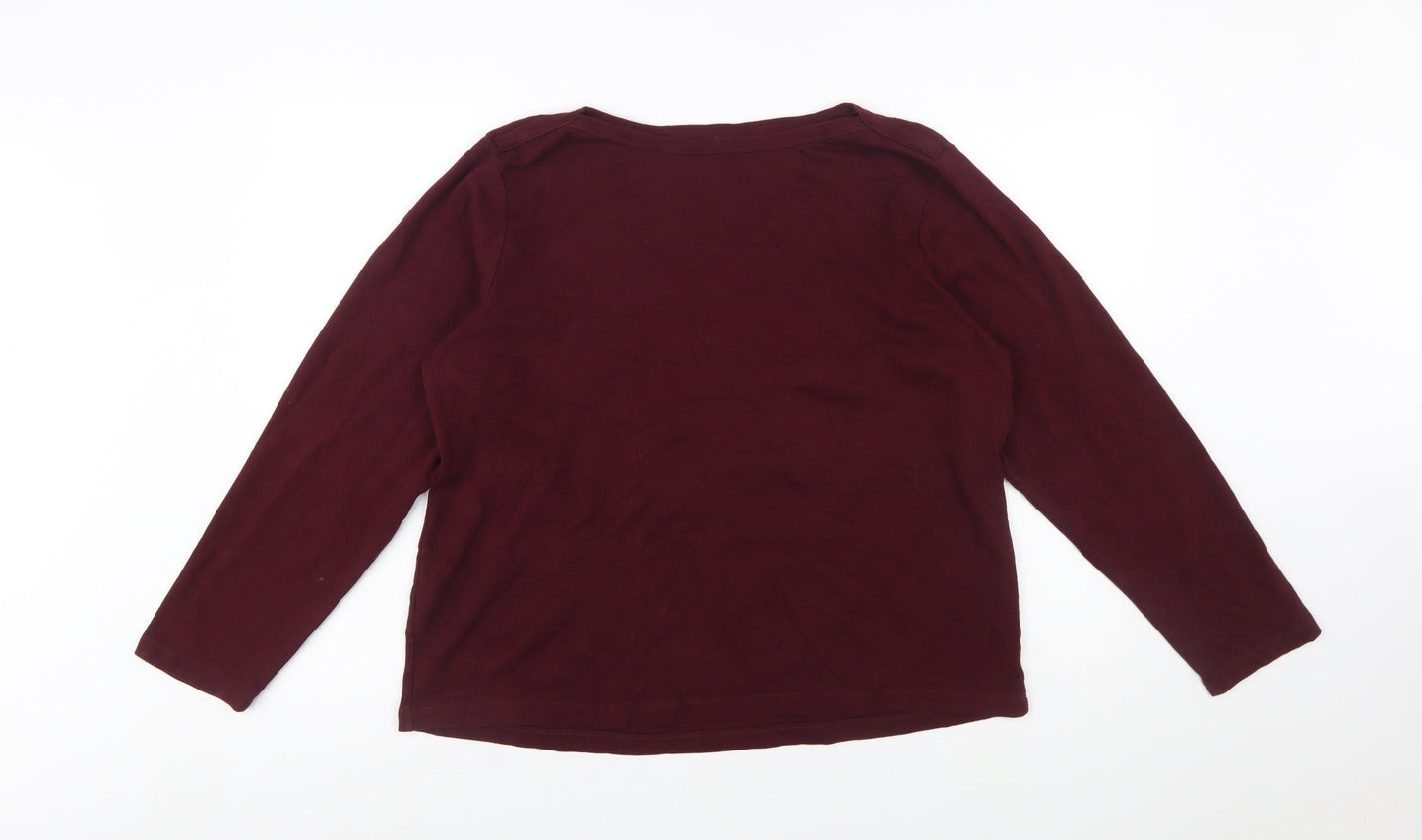 Cotton Traders Womens Burgundy Long Sleeve Plus Size 24 Cotton T-Shirt