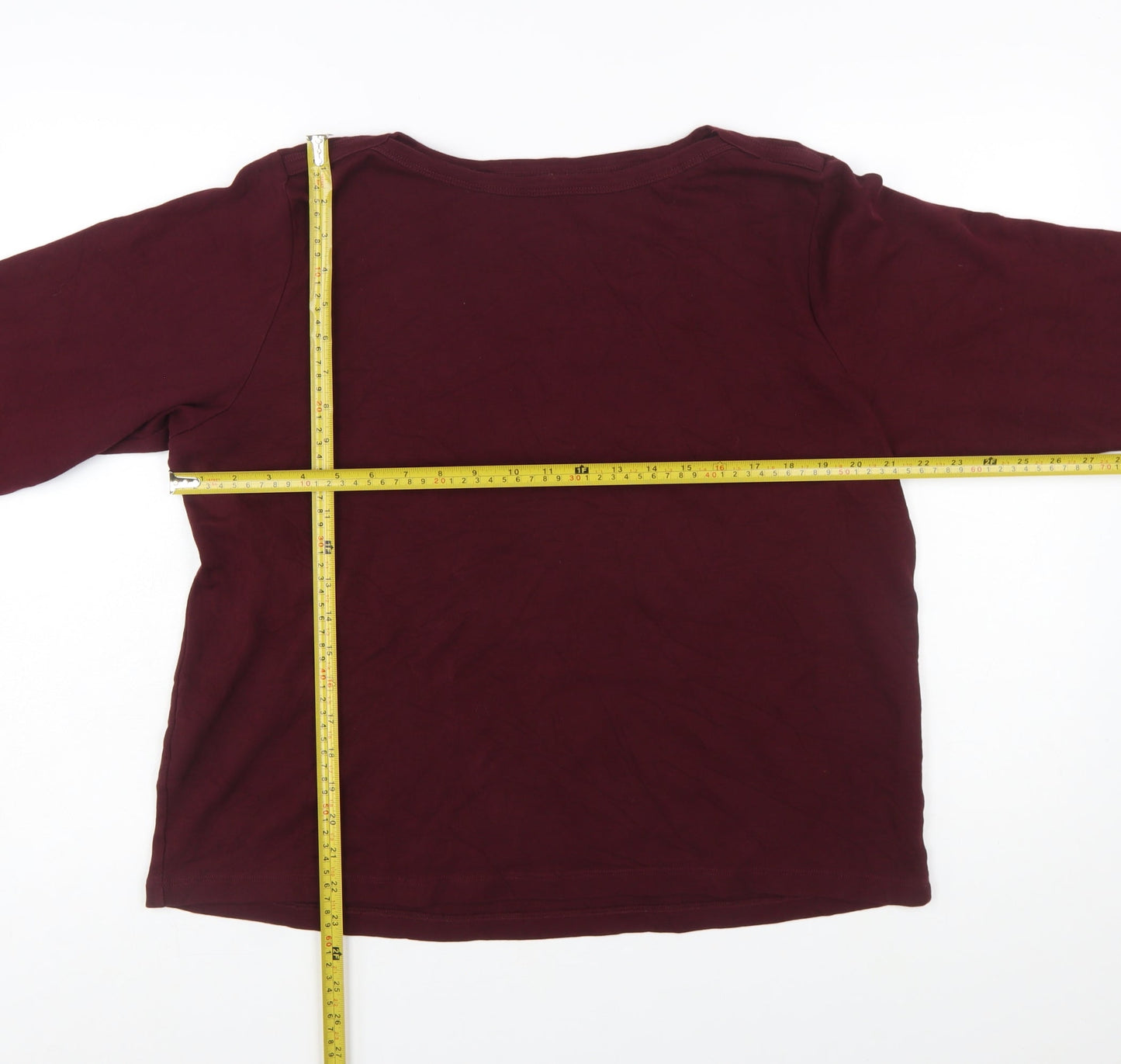 Cotton Traders Womens Burgundy Long Sleeve Plus Size 24 Cotton T-Shirt