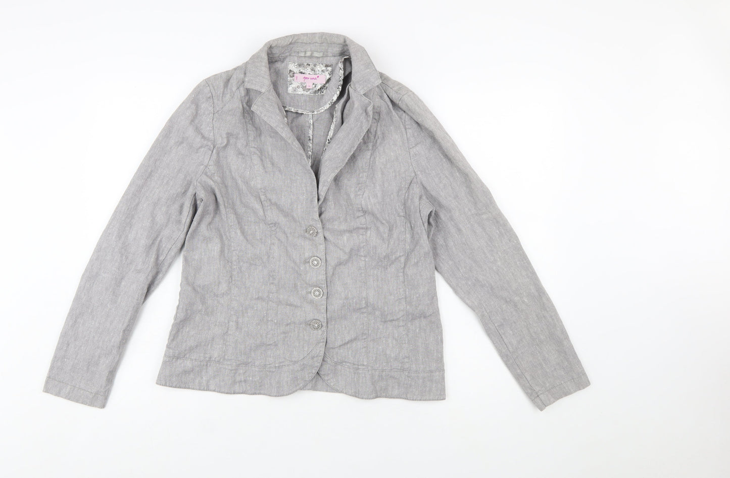 Marks and Spencer Per Una Grey Linen Blend Blazer Womens Size 16