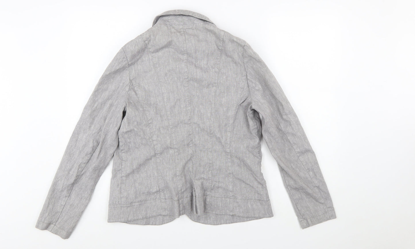 Marks and Spencer Per Una Grey Linen Blend Blazer Womens Size 16