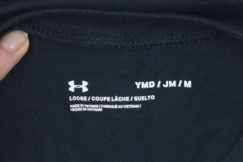 Under Armour Boys Black Graphic Logo T-Shirt Size 10-11 Years Loose Fit