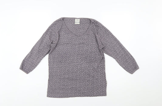 Trespass Womens Grey Polka Dot V-Neck 3/4 Sleeve Cotton Blend Top M