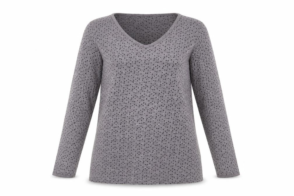 Trespass Womens Grey Polka Dot V-Neck 3/4 Sleeve Cotton Blend Top M