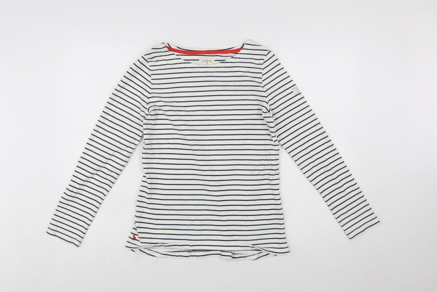 Joules Women’s White Navy Striped Long Sleeve Cotton Top Size 12