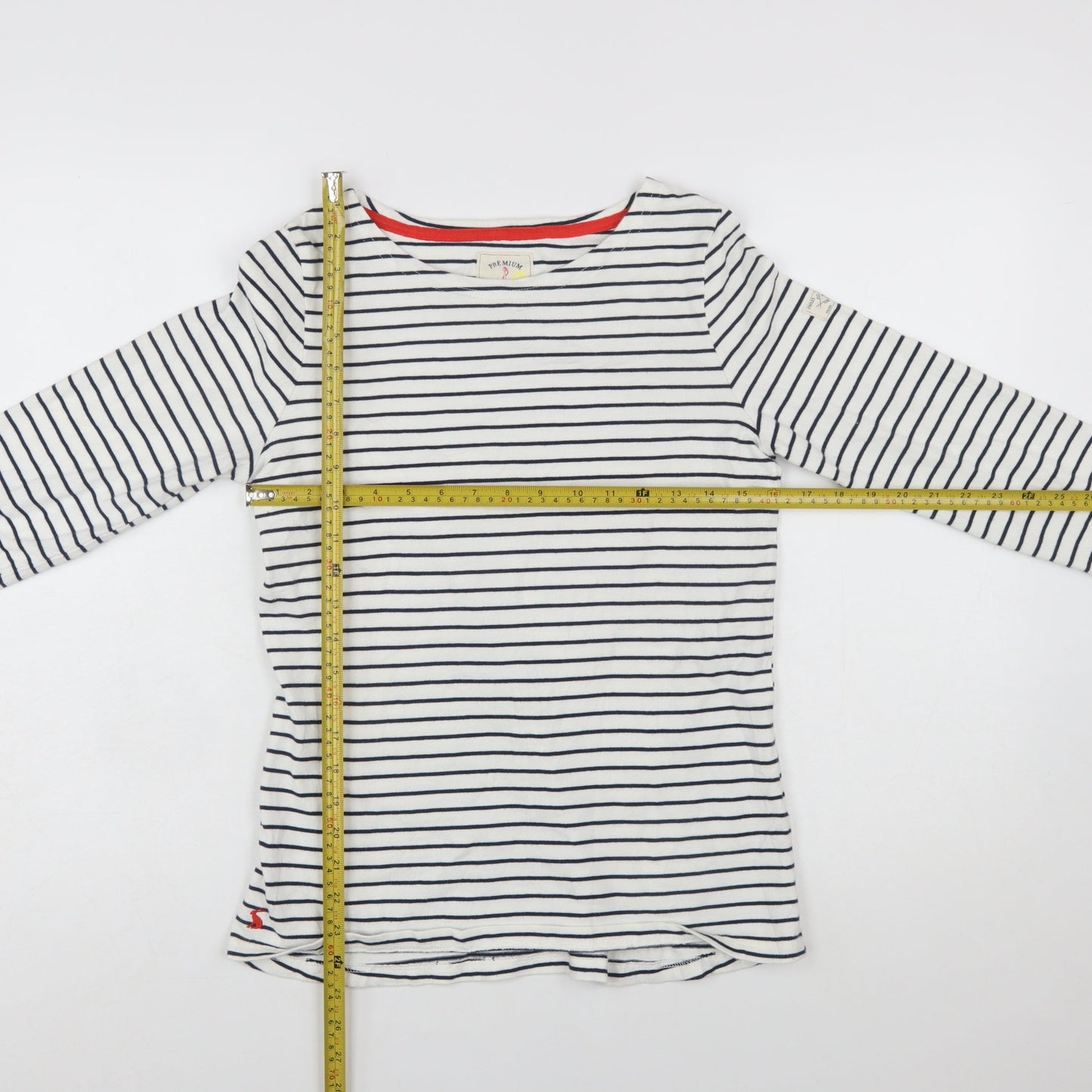 Joules Women’s White Navy Striped Long Sleeve Cotton Top Size 12