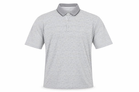 Charles Norton Men's Grey Geometric Polo Shirt XL Short Sleeve