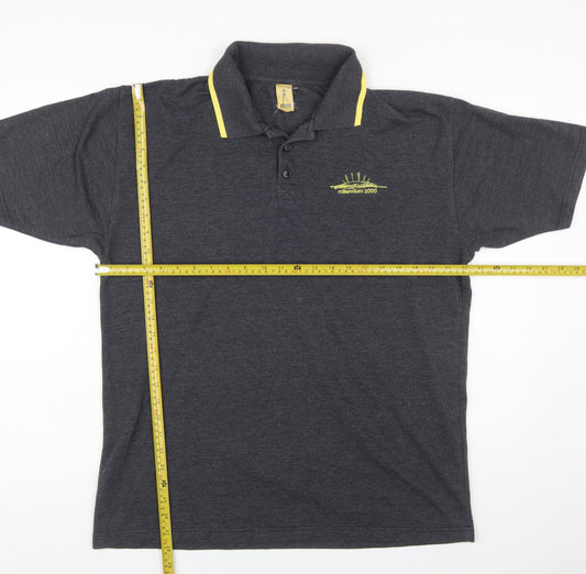 Millennium Experience Men’s Grey Polo Shirt Large Embroidered Logo Vintage