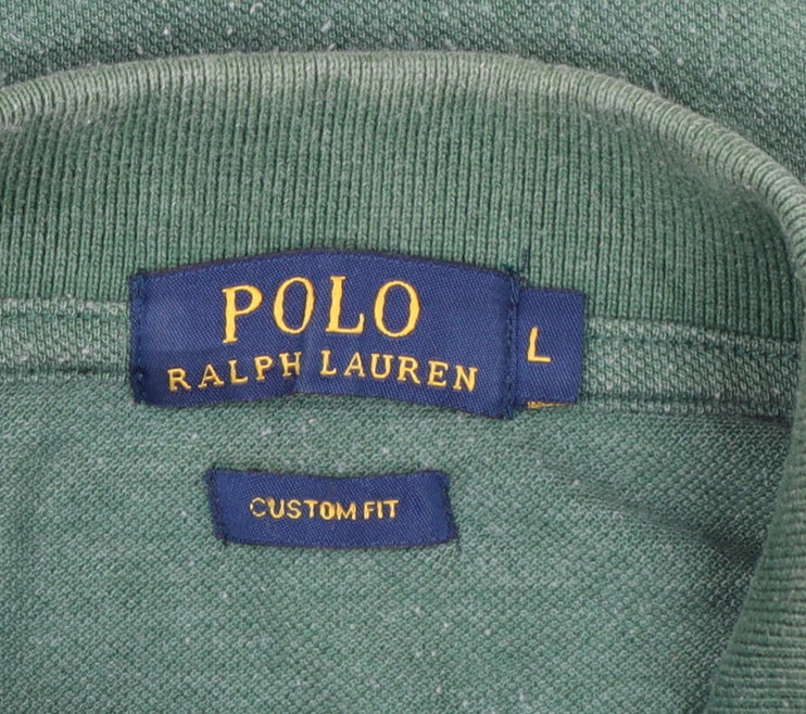Ralph Lauren Men's Green Custom Fit Polo Shirt Size L