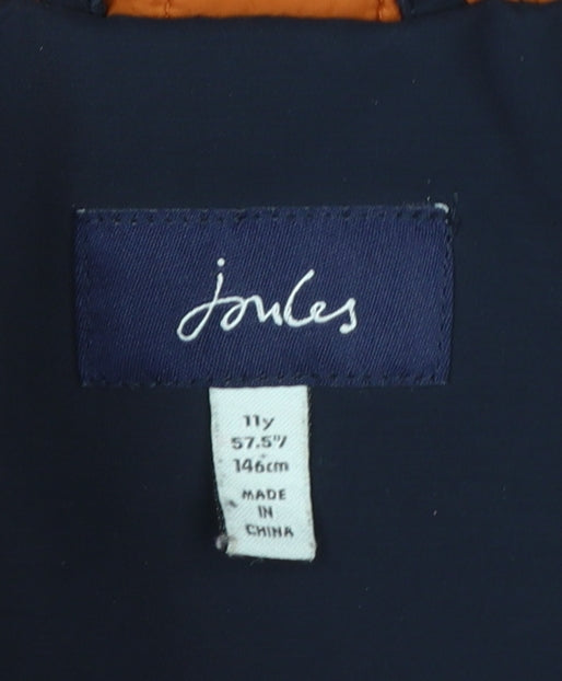 Joules Boys Blue Hooded Parka Coat 11 Years Lined Winter Jacket