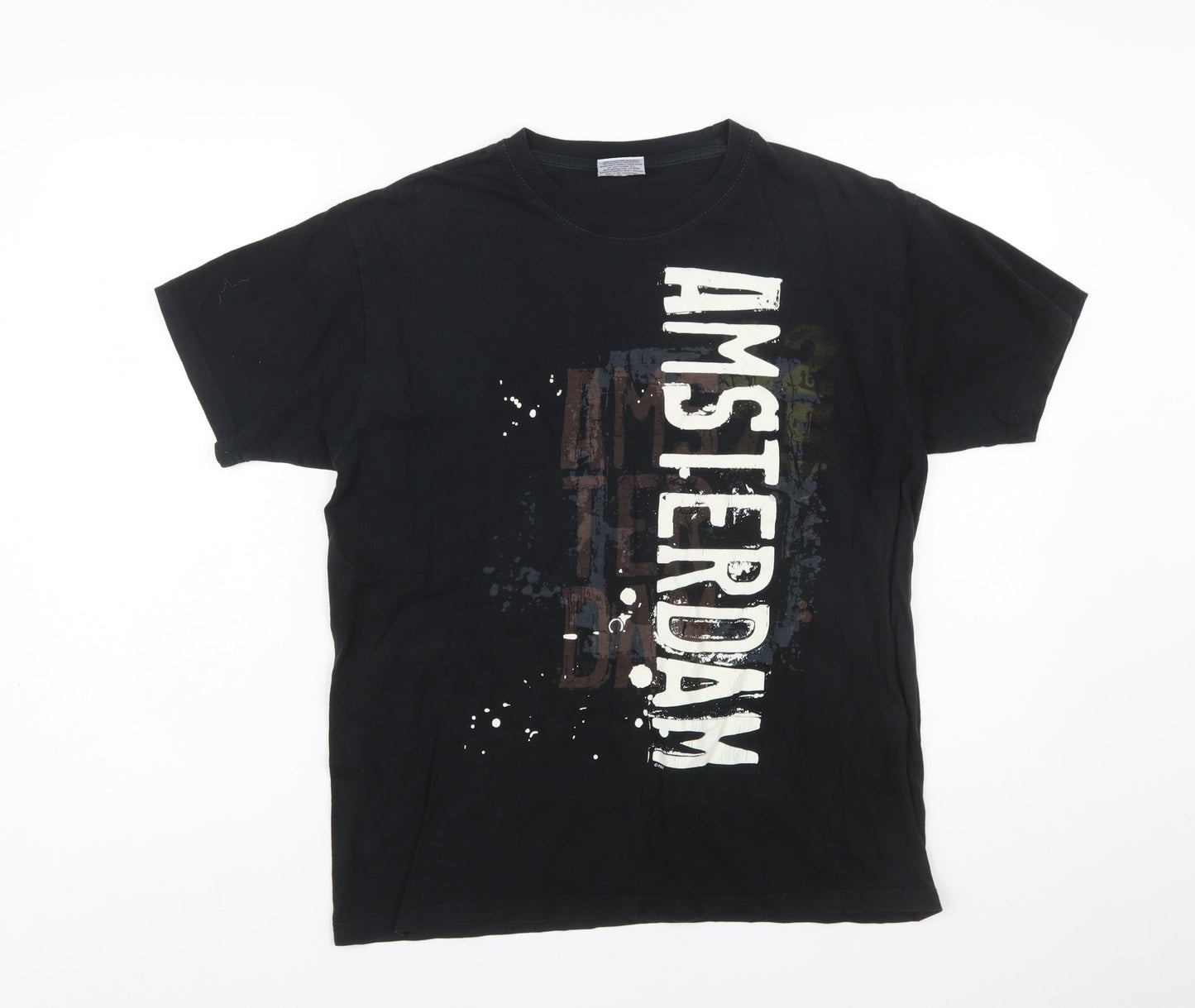 Fox Originals Unisex Black Amsterdam Graphic Cotton T-Shirt M
