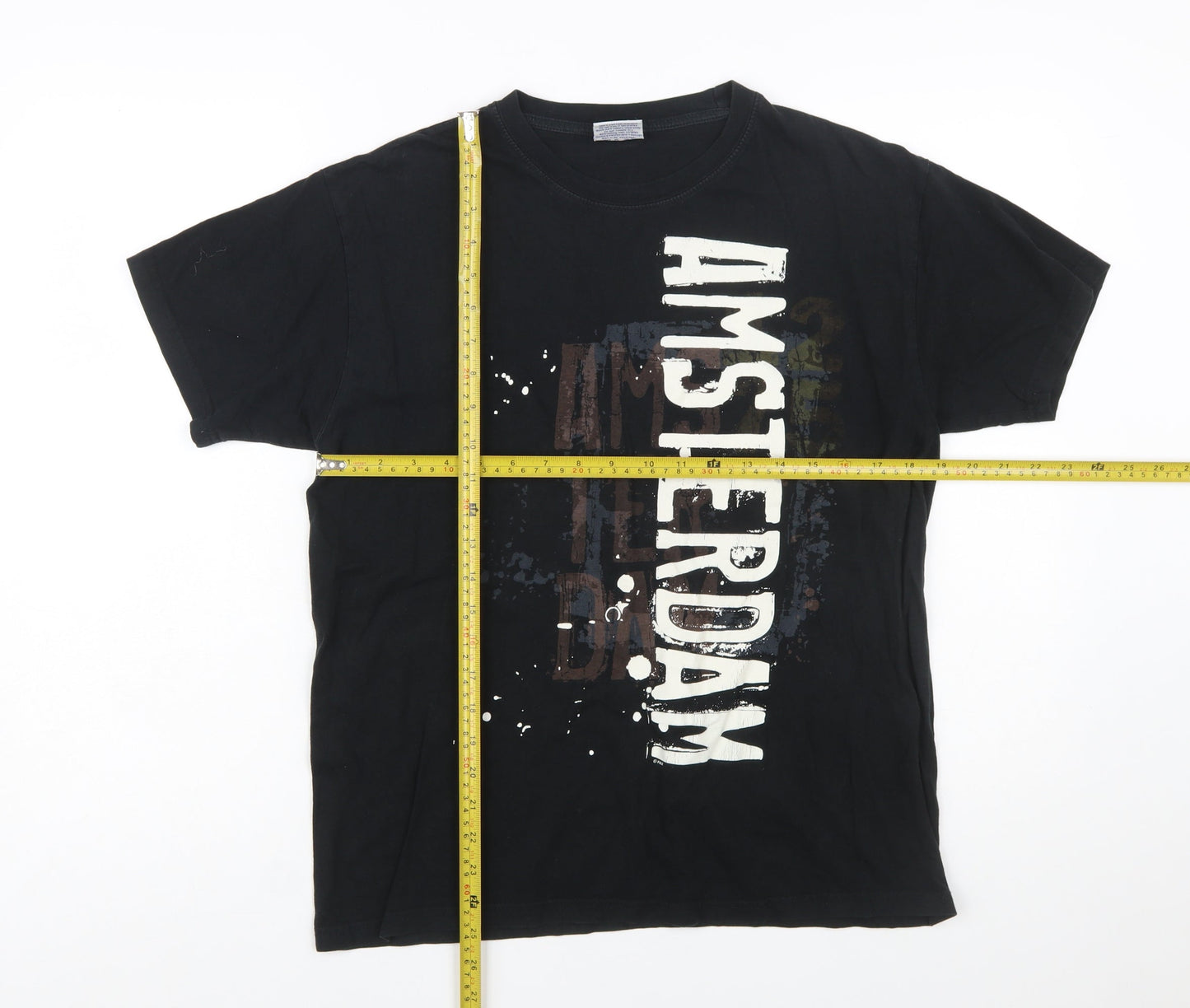 Fox Originals Unisex Black Amsterdam Graphic Cotton T-Shirt M