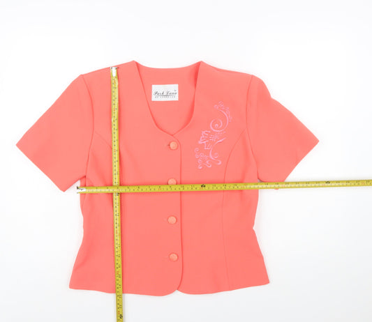 Park Lane at Leonella Womens Pink Size 12 Short Sleeve Suit Top