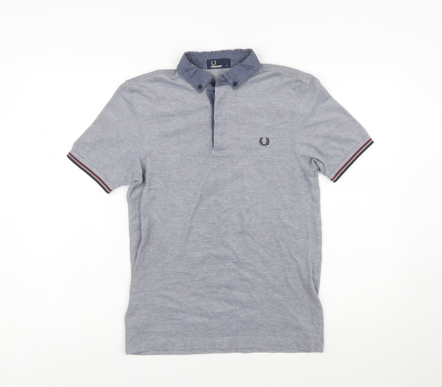Fred Perry Mens Grey Cotton Button Down Collared Polo Shirt Size S