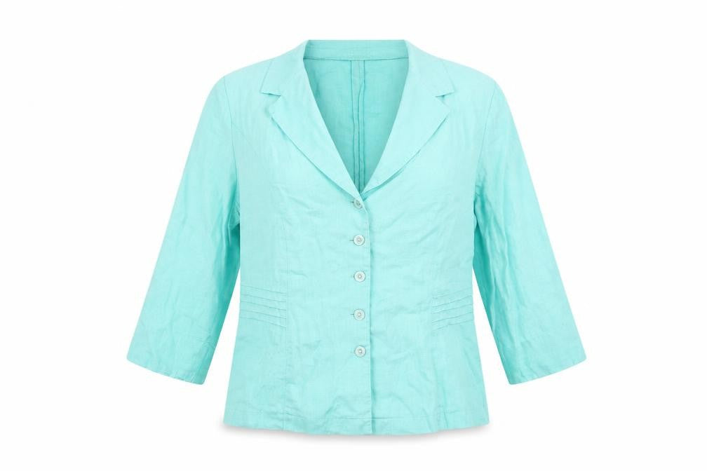 Country Casuals Women’s Green Linen Single-Breasted Blazer Size 16