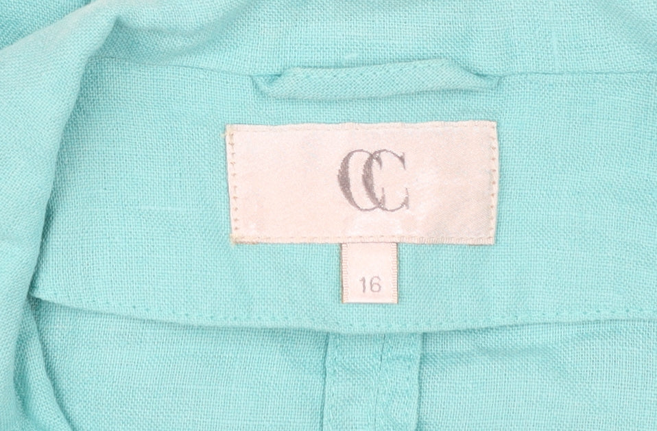 CC Women’s Green Linen Single-Breasted Blazer Size 16