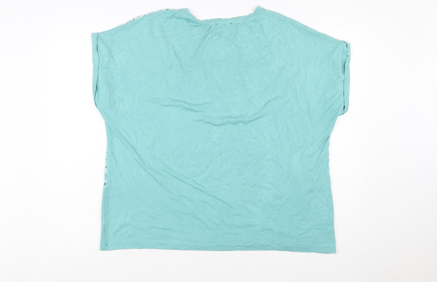Klass Womens Aqua Blue Lace Detail Short Sleeve Tunic Top XXL