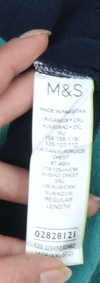 Marks and Spencer Men's Multicoloured 2XL Cotton Striped Polo Shirt