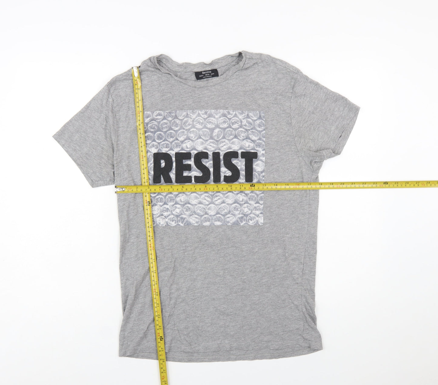 Bershka Women’s Grey Resist Graphic Cotton T-Shirt Size 12