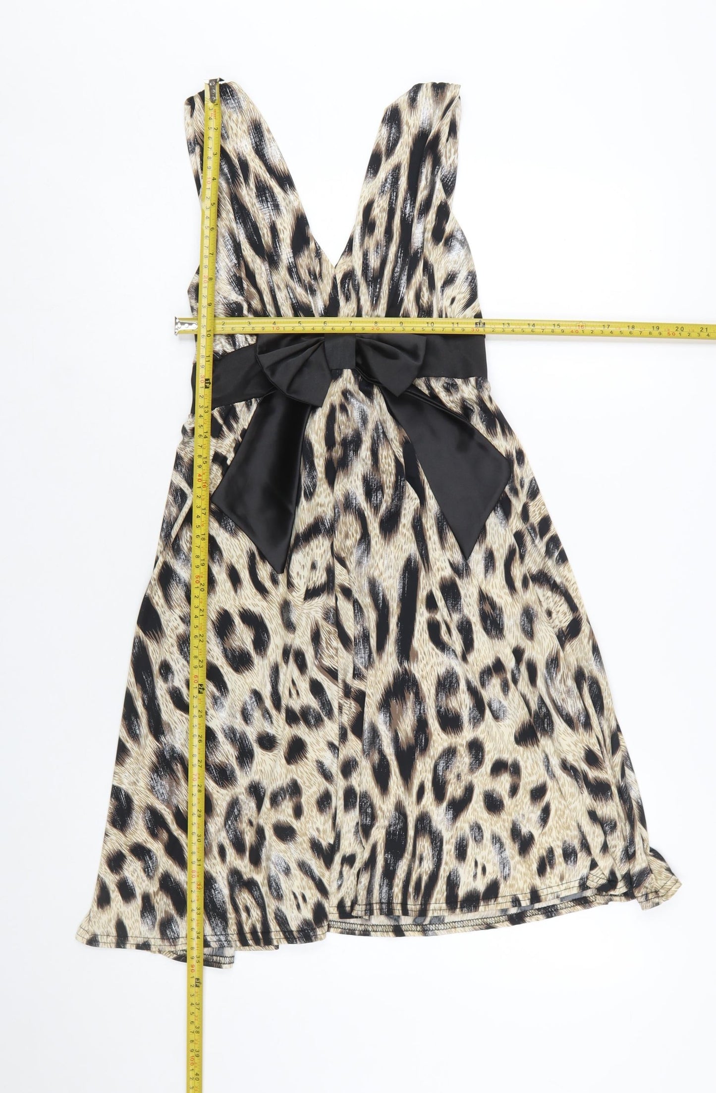 Bay Women Beige Leopard Print Fit & Flare Dress Size 12