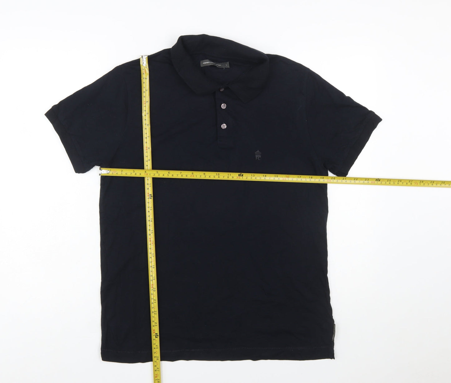 French Connection Men's Black Cotton Polo Shirt Size L