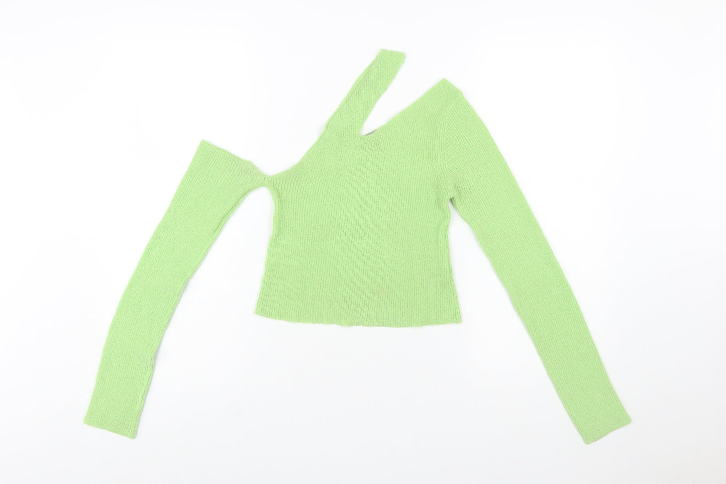 ASOS Women's Green One Shoulder Cropped Knit Top Size 8