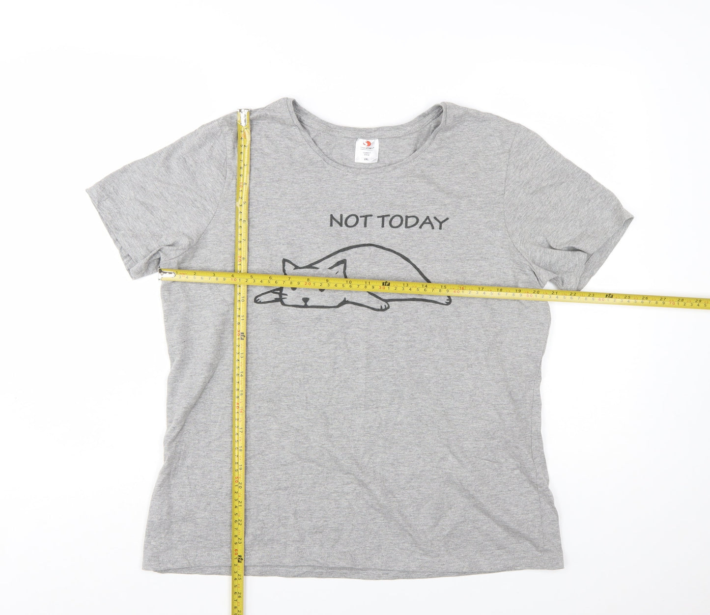 Stedman Women's Grey 2XL Graphic Cat T-Shirt Short Sleeve Casual Top