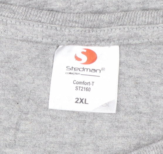 Stedman Women's Grey 2XL Graphic Cat T-Shirt Short Sleeve Casual Top