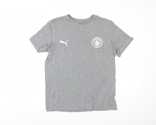 Puma Boys Grey Manchester City T-Shirt 15-16 Years Short Sleeve Sports Tee
