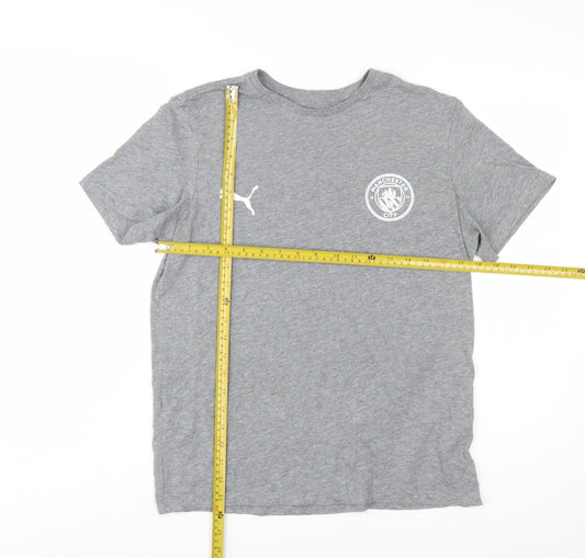 Puma Boys Grey Manchester City T-Shirt 15-16 Years Short Sleeve Sports Tee