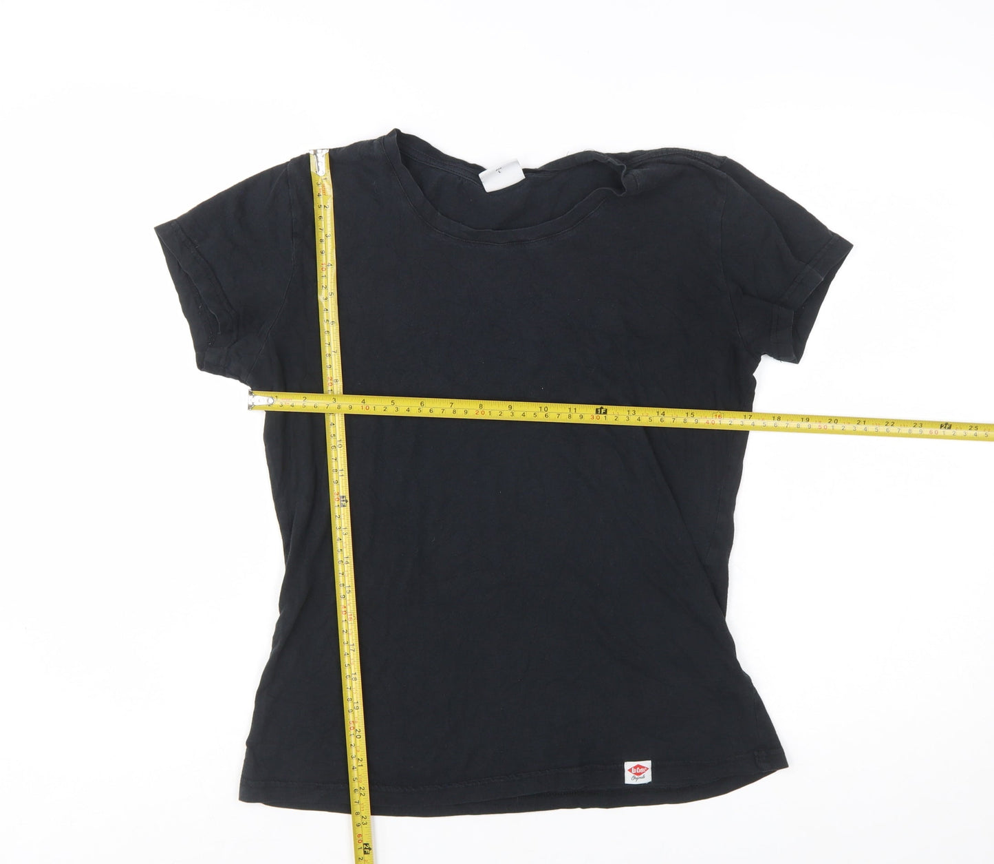 Lee Cooper Womens Black Cotton Basic Short Sleeve T-Shirt Size 12
