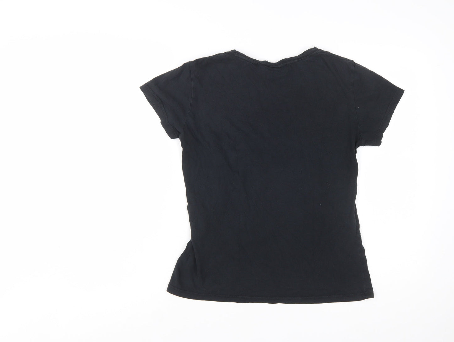 Lee Cooper Womens Black Cotton Basic Short Sleeve T-Shirt Size 12