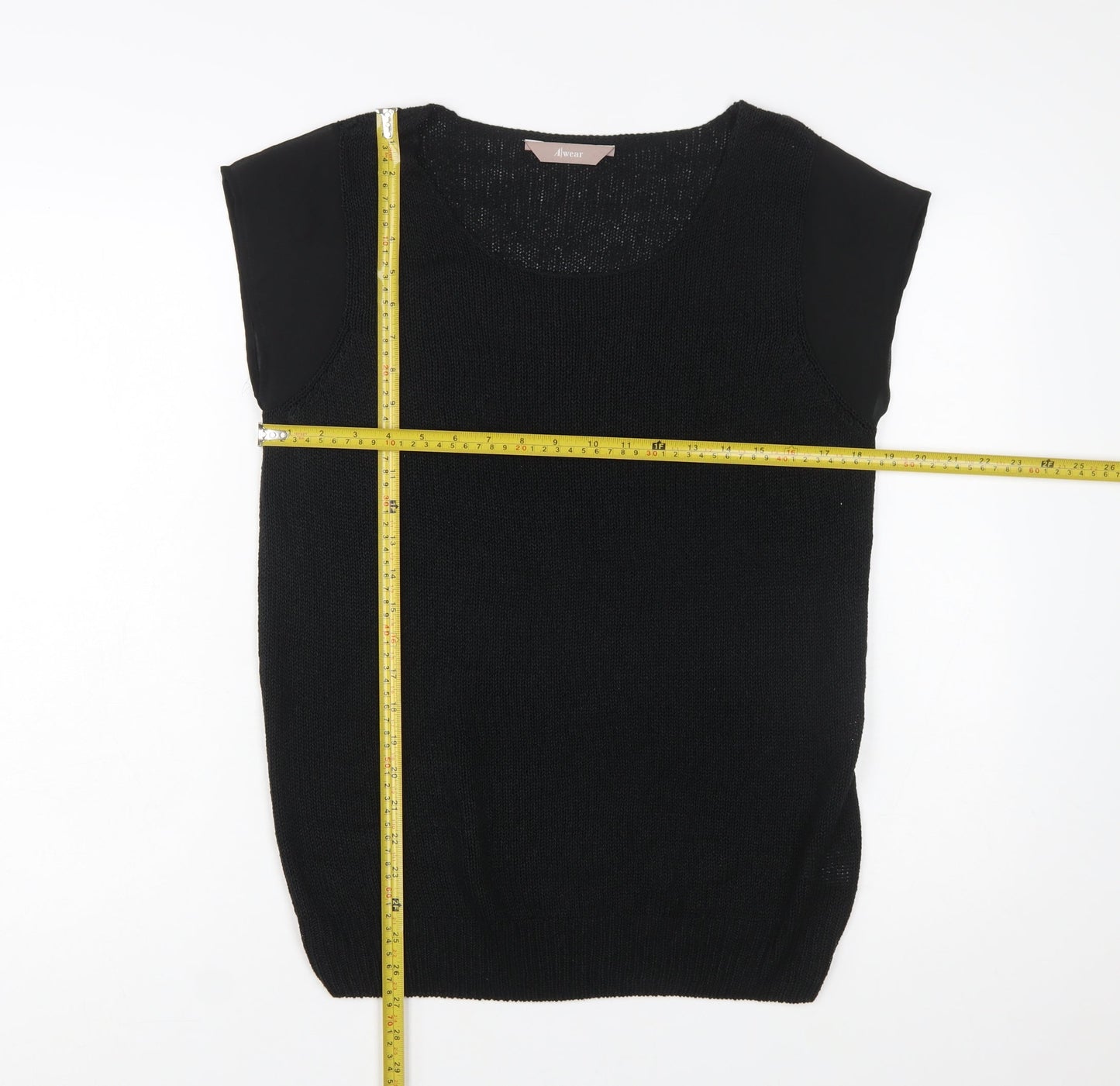 A|wear Women’s Black Sleeveless Scoop Neck Knit Pullover Jumper XL