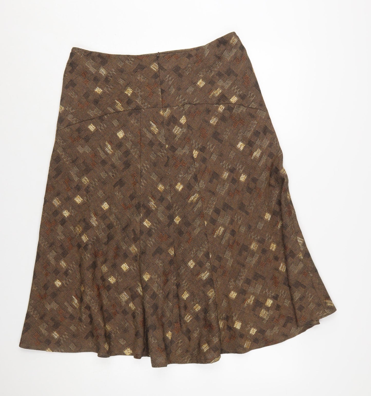 Alex & Co Women Brown Geometric Tweed A-Line Midi Skirt UK 14
