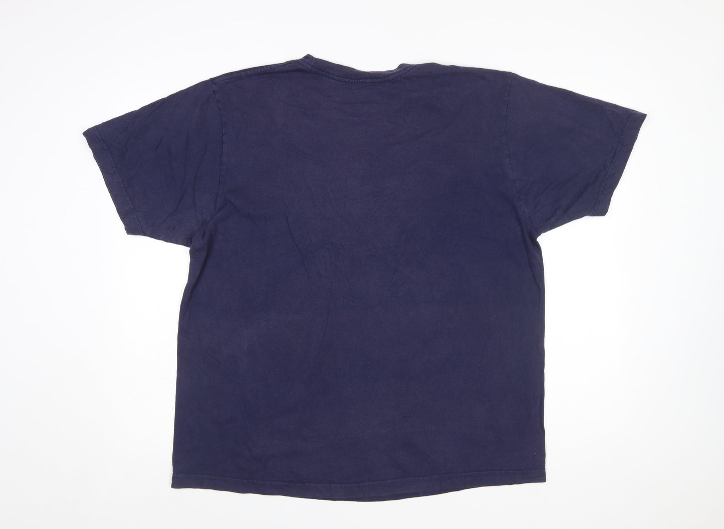 Reebok Men Navy Blue Cotton Sports Graphic T-Shirt Size L