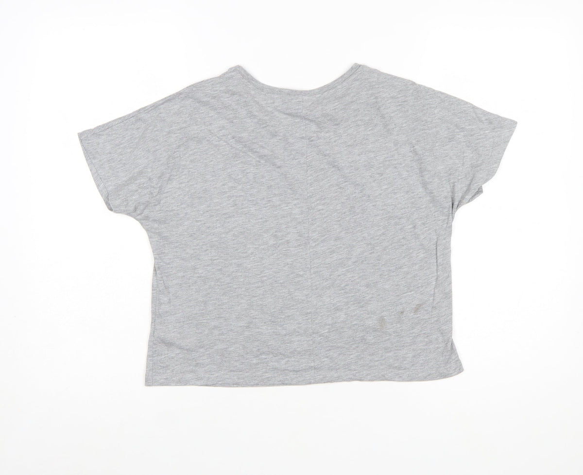 Disney Women’s Grey Cropped Mickey Mouse T-Shirt Size 10